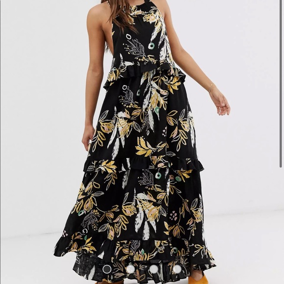 FREE PEOPLE | Anita Boho Flowy Maxi Floral Dress Size M - Picture 2 of 6